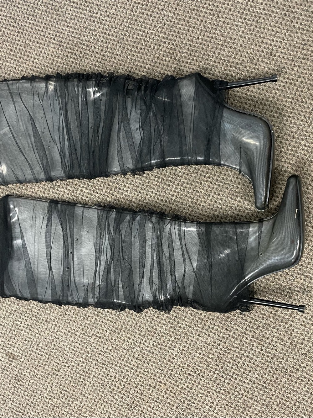 Sheer Black Over-the-Knee Stiletto Boots